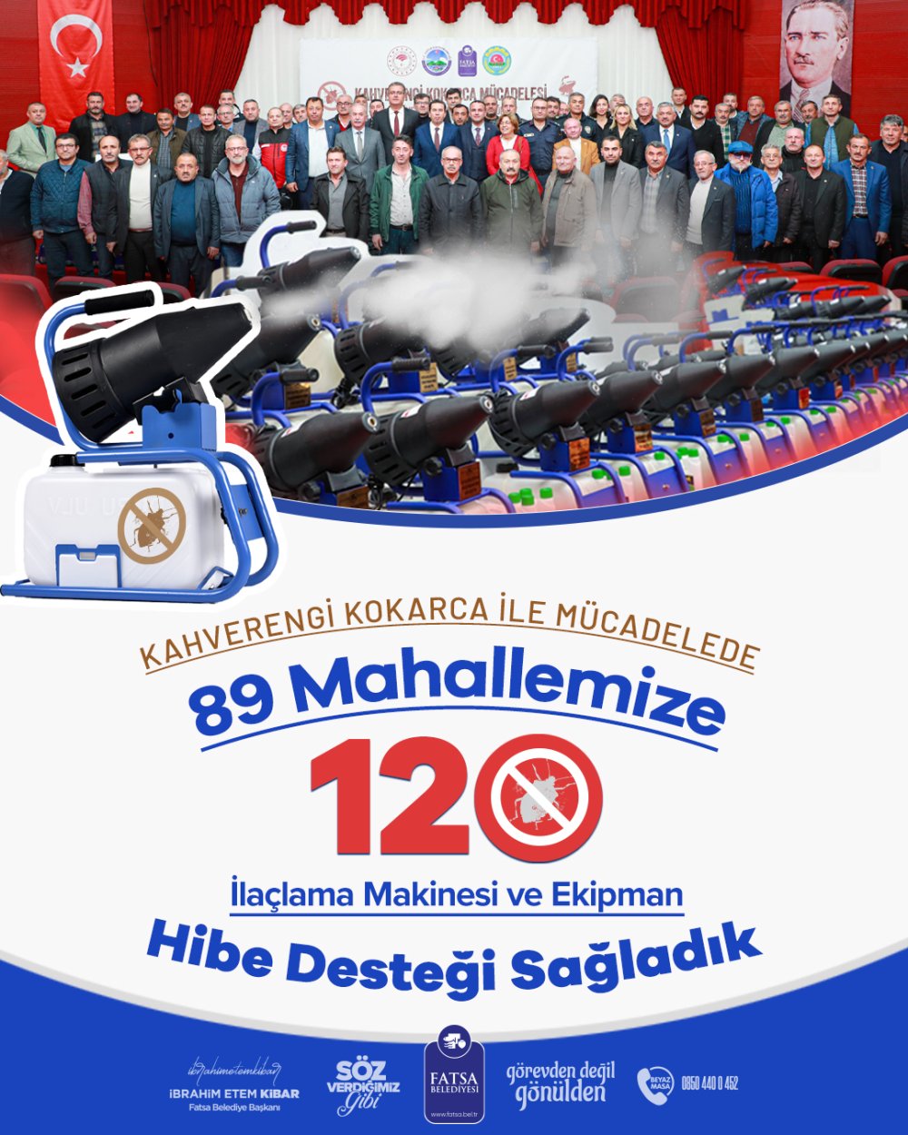 FATSA BELEDİYESİ'NİN 89 MAHALLEYE HİBE ETTİĞI 120 ULV CİHAZI KOKARCA'YI KIŞLAKTA ETKİSİZ HALE GETİRECEK