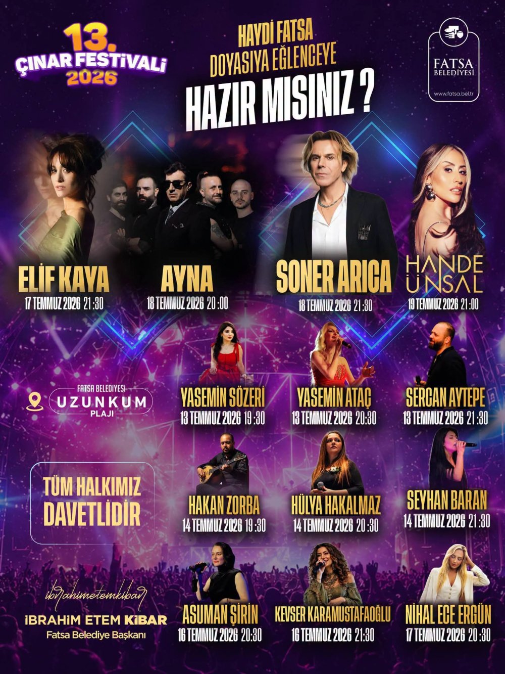 FATSA'DA 13. ÇINAR FESTİVALİ RÜZGARI ESECEK