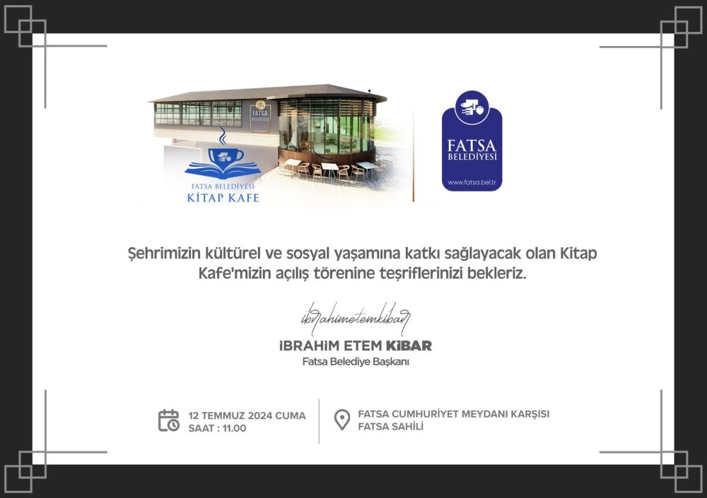 FATSA'DA YENİ KÜLTÜREL MERKEZ: KİTAP KAFE AÇILIYOR